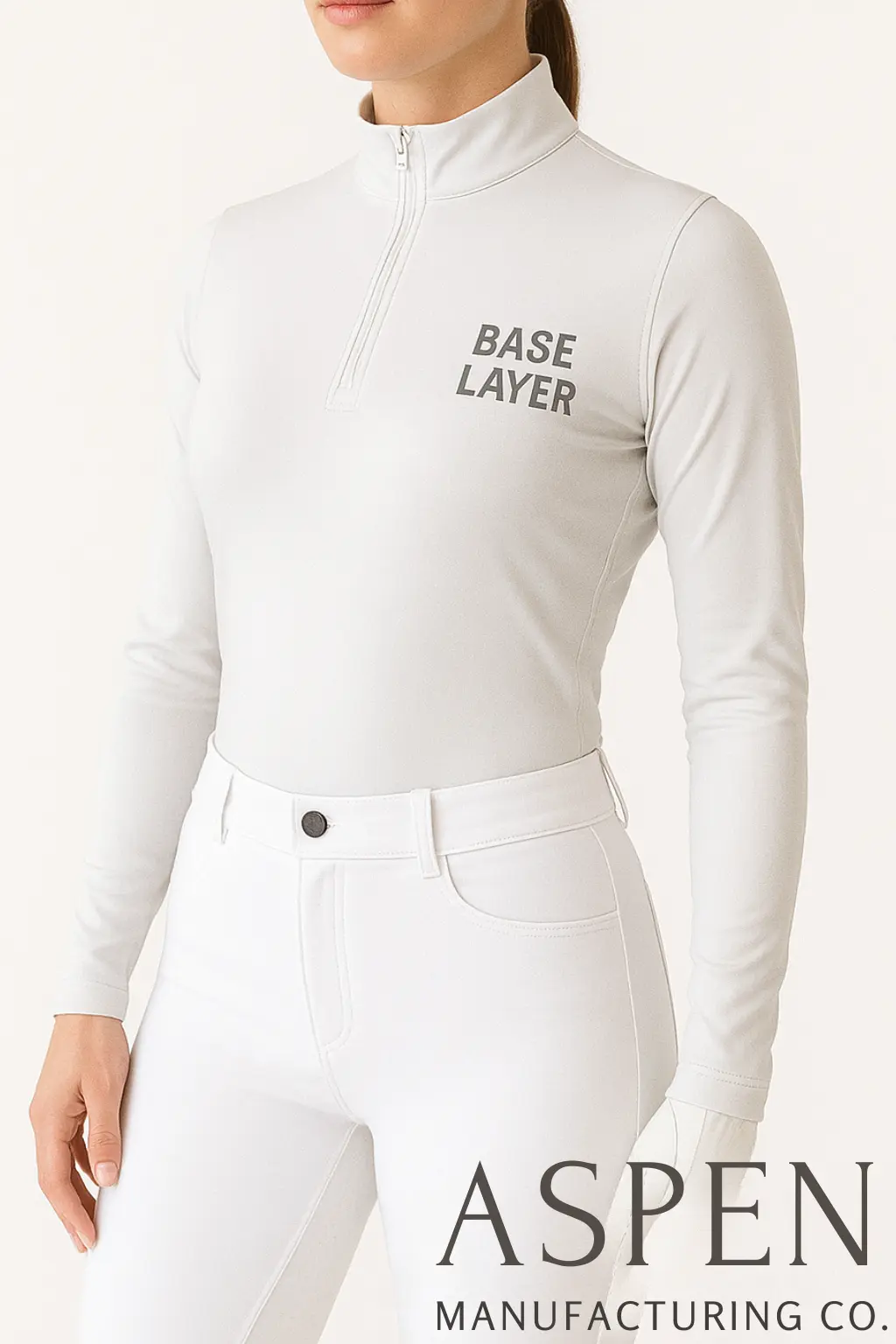 Woman in white equestrian base layer